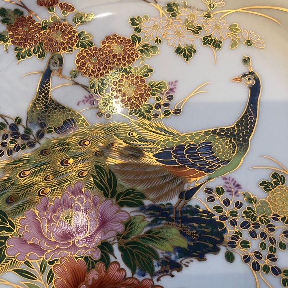 Fred Roberts Co San Fran VINTAGE plate Peacocks Hand painted Porcelain - Picture 2 of 4